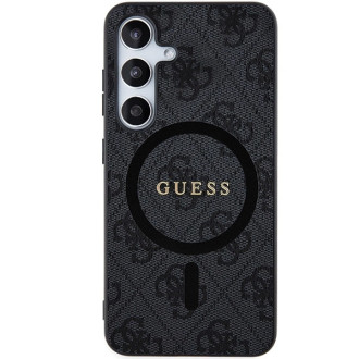 Guess 4G Collection kožené kovové logo MagSafe pouzdro pro Samsung Galaxy S24+ – černé