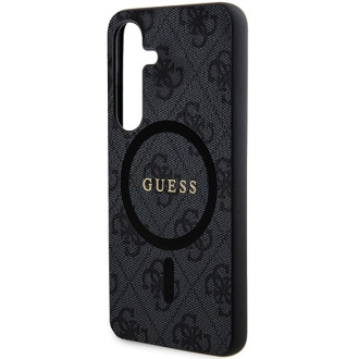 Guess 4G Collection kožené kovové logo MagSafe pouzdro pro Samsung Galaxy S24+ – černé