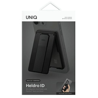 Uniq Heldro ID magnetická peněženka s podporou a páskem - černá