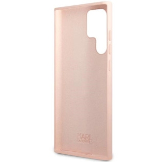 Karl Lagerfeld silikonové pouzdro Choupette Metal Pin pro Samsung Galaxy S23 Ultra - růžové