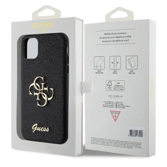 Pouzdro Guess GUHCN61HG4SGK pro iPhone 11 / Xr - černé Glitter Script Big 4G