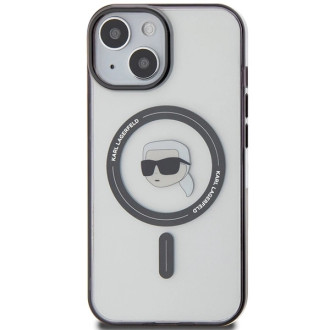 Karl Lagerfeld KLHMP15SHKHNOTK iPhone 15 6,1" průhledný pevný obal IML Karl`s Head MagSafe