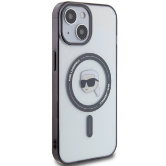 Karl Lagerfeld KLHMP15SHKHNOTK iPhone 15 6,1" průhledný pevný obal IML Karl`s Head MagSafe