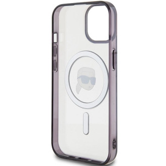 Karl Lagerfeld KLHMP15SHKHNOTK iPhone 15 6,1" průhledný pevný obal IML Karl`s Head MagSafe