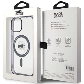 Karl Lagerfeld KLHMP15SHKHNOTK iPhone 15 6,1" průhledný pevný obal IML Karl`s Head MagSafe