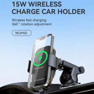 Wozinsky WUMID držák do auta s 15W indukční nabíječkou na palubní desku - černý