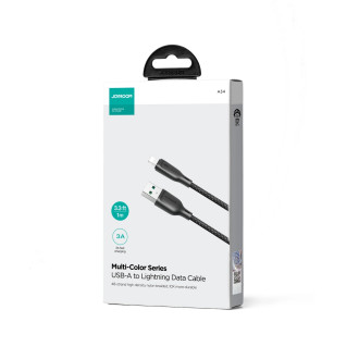 Joyroom Multi-Color Series SA34-AL3 USB-A / Lightning 3A kabel 1m – černý