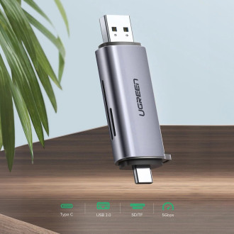 [ON RETURN] Ugreen SD / micro SD card reader for USB 3.0 / USB Type C 3.0 gray (50706)