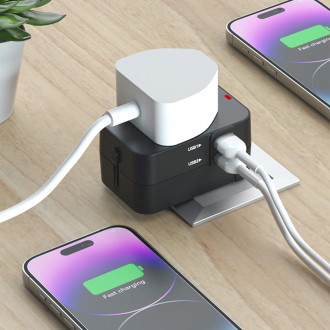 Wozinsky WUTWC travel adapter universal 24W EU / US / AUS / UK / 2x USB-A - black