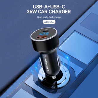 Wozinsky WDCCAC USB-C USB-A 36W car charger - black