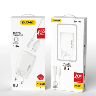 Dudao USB-A 7,5W nabíječka + USB-A kabel - Lightning 1m bílý (A1sEUL)