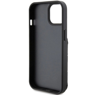 Karl Lagerfeld Saffiano Cardslots and Stand Monogram Ikonik Patch case for iPhone 15 - black