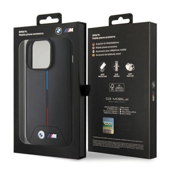 BMW Quilted Tricolor MagSafe case for iPhone 15 Pro Max - black