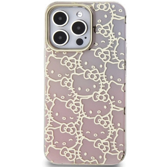 Hello Kitty IML Gradient Electrop Crowded Kitty Head Case for iPhone 15 Pro - Pink