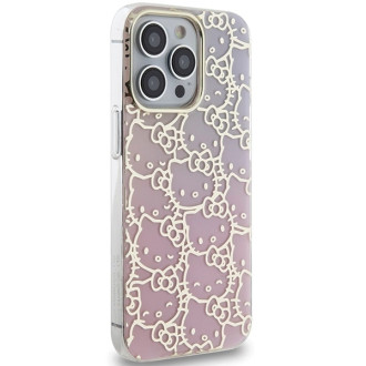 Hello Kitty IML Gradient Electrop Crowded Kitty Head Case for iPhone 15 Pro - Pink