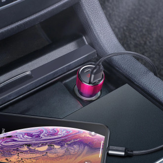 Baseus Magic Series PPS USB-C / USB-A 45W PD QC 6A car charger - pink and blue