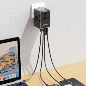 Dudao A65Pro 65W EU / US / JP / AUS / UK travel adapter 2x USB-C 2x USB-A - black