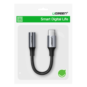Ugreen AV161 adapter for headphones mini jack 3.5 mm (female) / USB-C (male) 10 cm - gray