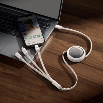 Baseus Free2Draw CB000084 retractable USB-C - Lightning / USB-C / micro USB cable 100W 1.1m - white