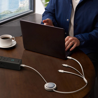 Baseus Free2Draw CB000084 retractable USB-C - Lightning / USB-C / micro USB cable 100W 1.1m - white