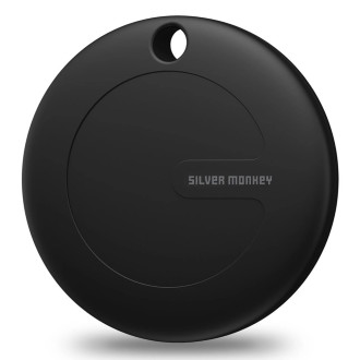 Silver Monkey Tag silicone locator, compatible with Apple Find My + case - black