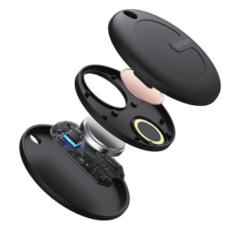 Silver Monkey Tag silicone locator, compatible with Apple Find My + case - black