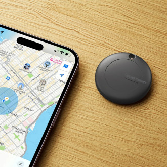 Silver Monkey Tag silicone locator, compatible with Apple Find My + case - black