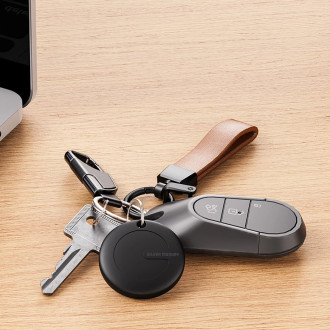 Silver Monkey Tag silicone locator, compatible with Apple Find My + case - black