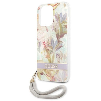 Guess GUHCP13XHFLSU iPhone 13 Pro Max 6,7&quot; fialové/fialové pevné pouzdro Flower Strap