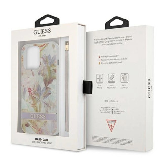 Guess GUHCP13XHFLSU iPhone 13 Pro Max 6,7&quot; fialové/fialové pevné pouzdro Flower Strap