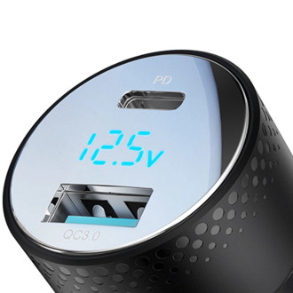 Nabíječka do auta s voltmetrem 53W (USB C, USB) Joyroom JR-CCD01 černá