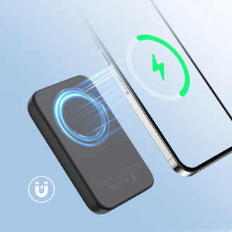 Dodávka energie Joyroom Power Bank 10000mAh 20W Rychlé nabíjení Magnetická Qi 15W bezdrátová nabíječka pro iPhone Kompatibilní s MagSafe Black (JR-W02