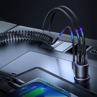 Rychlá nabíječka do auta Joyroom 3 v 1 s kabelem USB-C 1,5 m 17 W černá (JR-CL24)