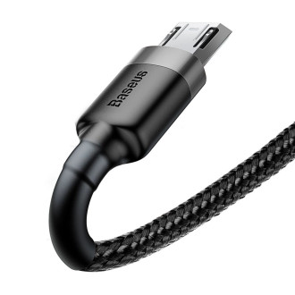 [RETURNED ITEM] Baseus Cafule Cable Durable Nylon Braided Wire USB / micro USB QC3.0 2.4A 0,5M black-grey (CAMKLF-AG1)