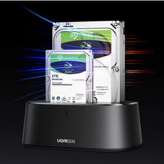 Ugreen CM198 50857 docking station with USB 3.0 for SATA 2.5&quot; 3.5&quot; SSD HHD drives, EU power supply - black