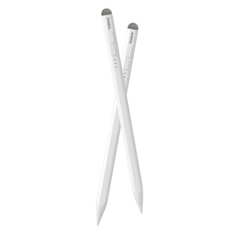 Stylus Baseus Smooth Writing se 2 aktivními hroty pro iPad s kabelem USB-C a vyměnitelným hrotem – bílý