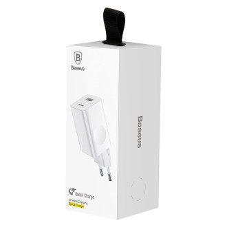 Baseus Charging Quick Charger EU napájecí adaptér USB Quick Charge 3.0 QC 3.0 bílý (CCALL-BX02)
