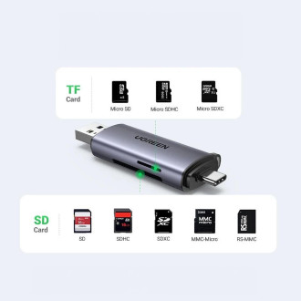 [ON RETURN] Ugreen SD / micro SD card reader for USB 3.0 / USB Type C 3.0 gray (50706)