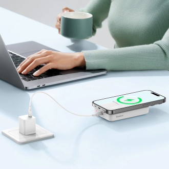 Baseus Magnetic Mini Induction Powerbank 10000mAh 30W - white + USB-C - USB-C cable