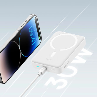 Baseus Magnetic Mini Induction Powerbank 10000mAh 30W - white + USB-C - USB-C cable