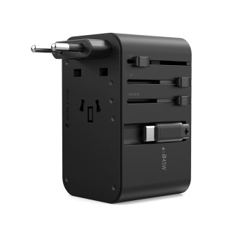 Choetech PD5021 45W EU/US/AUS/UK Travel Adapter with Built-in USB-C Cable - Black