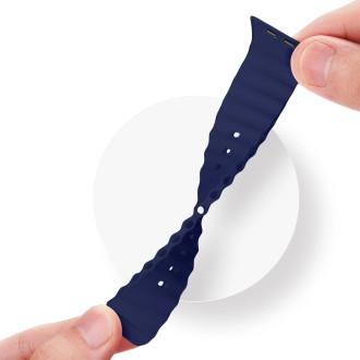 Dux Ducis Strap Watch Strap 8 / 7 / 6 / 5 / 4 / 3 / 2 / SE (41 / 40 / 38mm) Silicone Band Bracelet Navy Blue (OceanWave Version)
