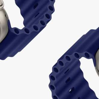 Dux Ducis Strap Watch Strap 8 / 7 / 6 / 5 / 4 / 3 / 2 / SE (41 / 40 / 38mm) Silicone Band Bracelet Navy Blue (OceanWave Version)