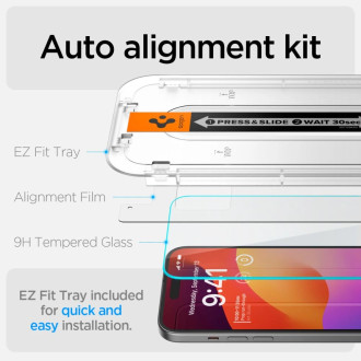 TEPELNÉ SKLO Spigen GLAS.TR &quot;EZ FIT&quot; IPHONE 15 CLEAR