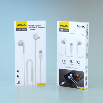 Dudao in-ear headphones with USB Type-C connector white (X3C)