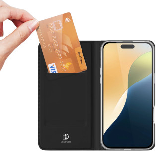 Dux Ducis Skin Pro iPhone 16 Case with Flip and Card Slot - Black