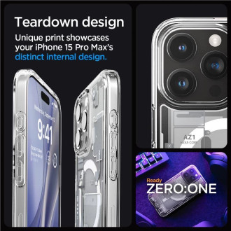 Spigen Ultra Hybrid Mag Case with MagSafe for iPhone 15 Pro Max - White (Zero One Pattern)