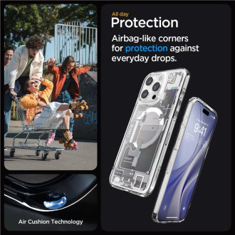 Spigen Ultra Hybrid Mag Case with MagSafe for iPhone 15 Pro Max - White (Zero One Pattern)