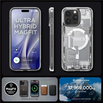 Spigen Ultra Hybrid Mag Case with MagSafe for iPhone 15 Pro Max - White (Zero One Pattern)