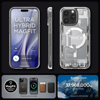 Spigen Ultra Hybrid Mag Case with MagSafe for iPhone 15 Pro Max - White (Zero One Pattern)
